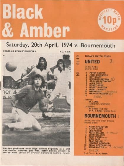 Cambridge United v AFC Bournemouth  20-Apr-1974