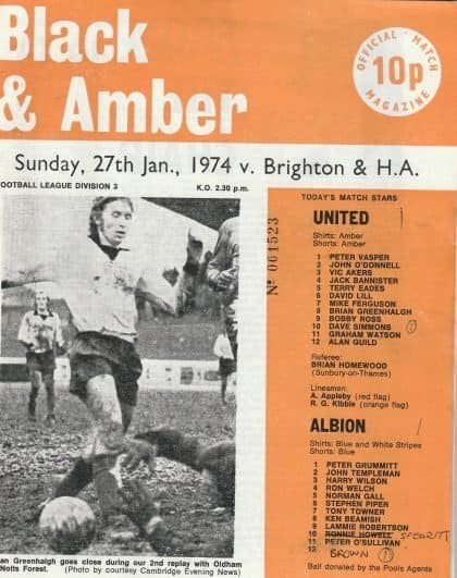Cambridge United v Brighton & Hove Albion  27-Jan-1974