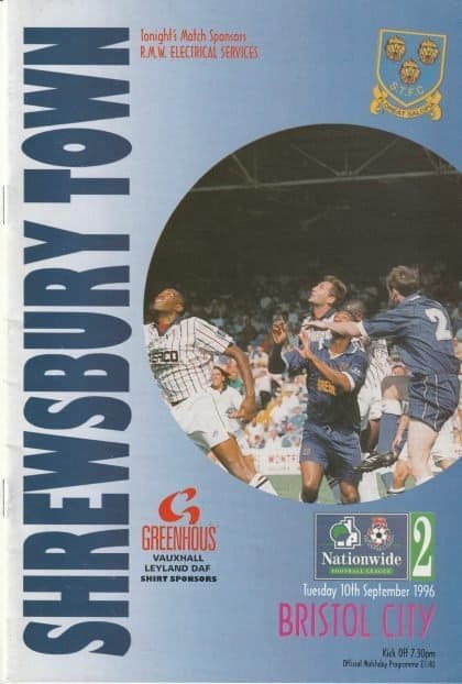 Shrewsbury Town v Bristol City  10-Sep-1996