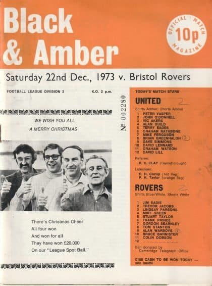 Cambridge United v Bristol Rovers 22-Dec-1973