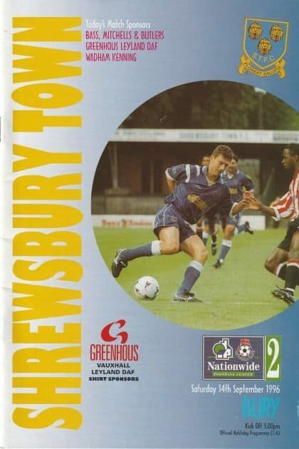 Shrewsbury Town v Bury 14-Sep-1996