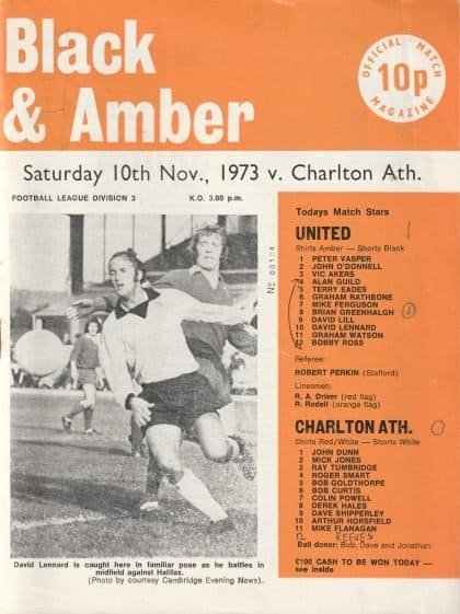 Cambridge United v Charlton Athletic 10-Nov-1973