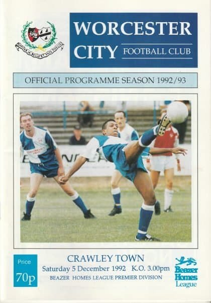 Worcester City v Crawley Town  05-Dec-1992