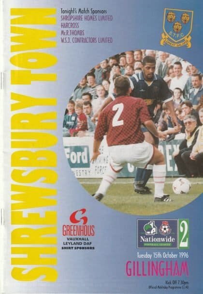 Shrewsbury Town v Gillingham  15-Oct-1996