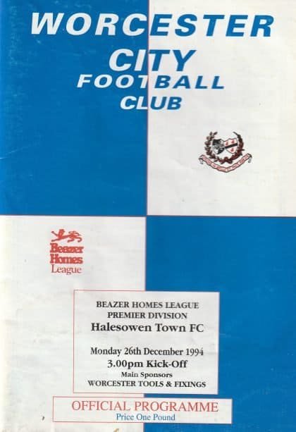 Worcester City v Halesowen Town  26-Dec-1994