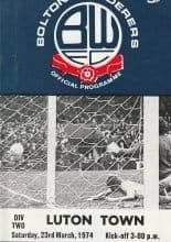Bolton Wanderers v Luton Town  23-Mar-1974