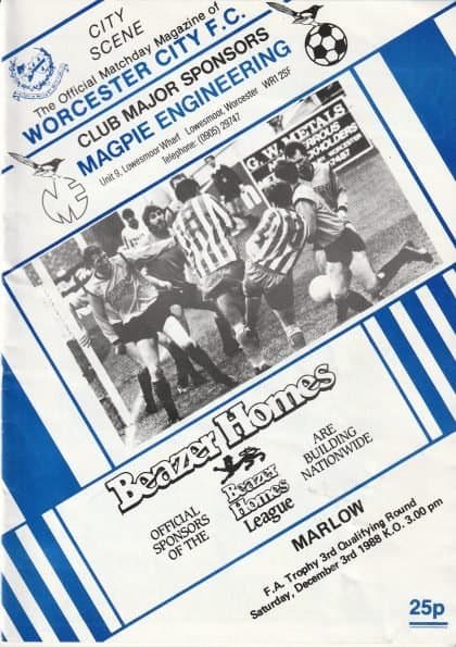 Worcester City v Marlow Town  03-Dec-1988
