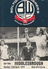 Bolton Wanderers v Middlesbrough   15-Apr-1974