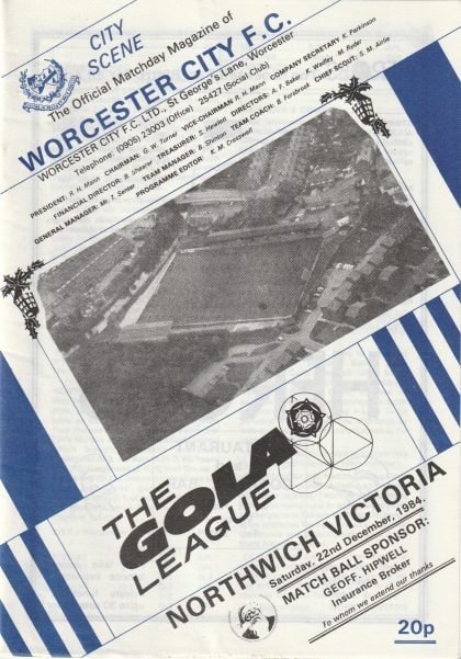 Worcester City v Northwich Victoria  22-Dec-1984