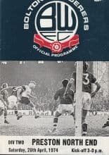 Bolton Wanderers v Preston North End  20-Apr-1974