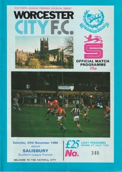 Worcester City v Salisbury 29-Nov-1986
