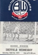 Bolton Wanderers v Sheffield Wednesday  16-Feb-1974