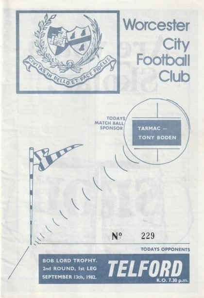 Worcester City v Telford  13-Sep-1982