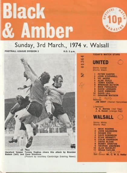 Cambridge United v Walsall  03-Mar-1974