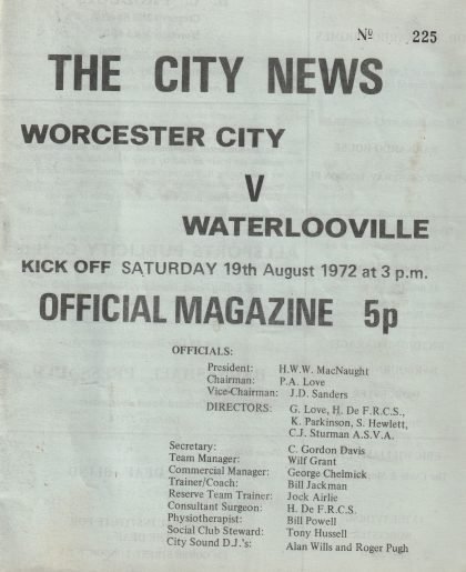 Worcester City v Waterlooville 19-Aug-1972
