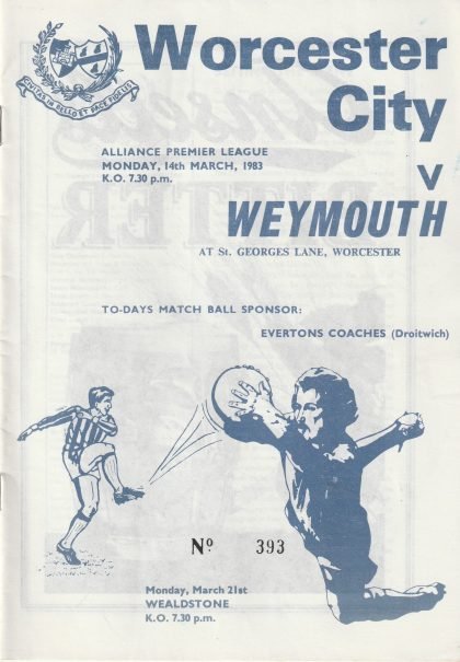 Worcester City v Weymouth   14-Mar-1983