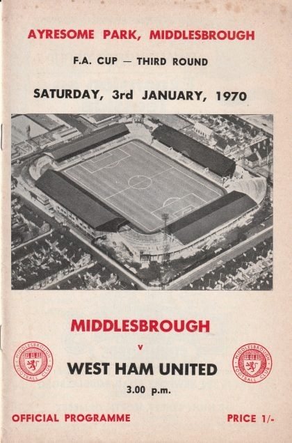 Middlesbrough v West Ham United  03-Jan-1970