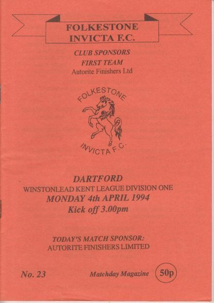 Folkestone Invicta v Dartford  04-Apr-1994