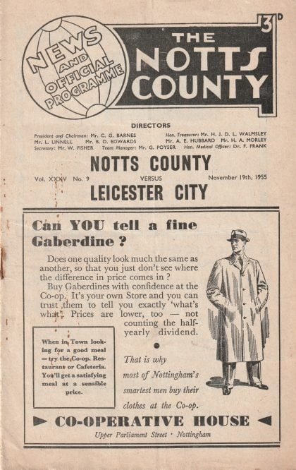 Notts County v Leicester City  19-Dec-1955