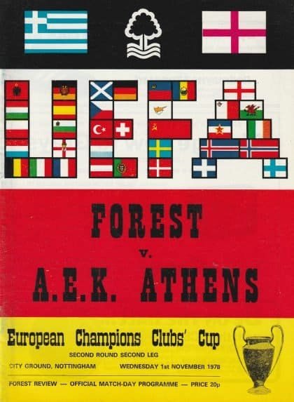 Nottingham Forest v AEK Athens 01-Nov-1978