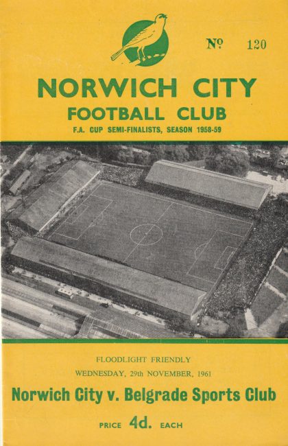 Norwich City v Belgrade Sports Club 29-Nov-1961