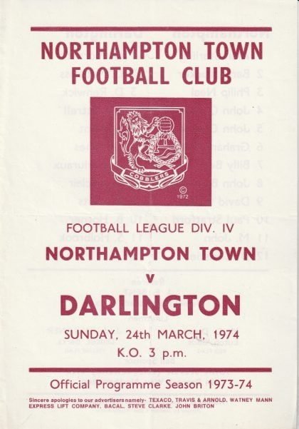 Northampton Town v Darlington 24-Mar-1974