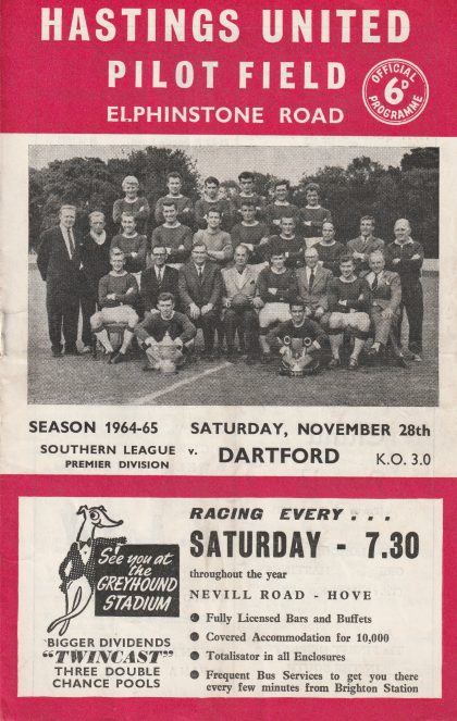 Hastings United v Dartford 28-Nov-1964