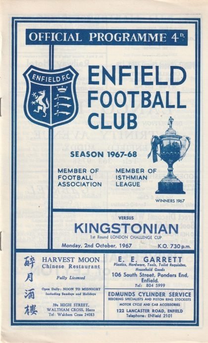 Enfield v Kingstonian  02-Oct-1967