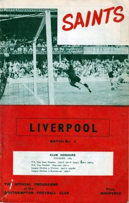 Southampton v Liverpool 17-Sep-1966
