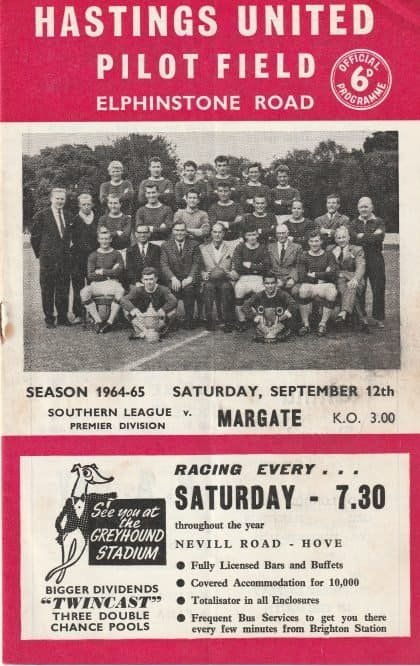 Hastings United v Margate 13-Sep-1964