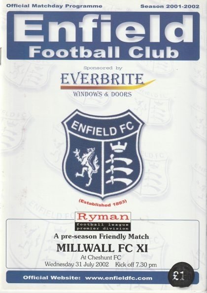 Enfield v Millwall  31-Jul-2002