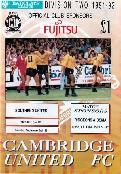 Cambridge United v Southend United 03-Sep-1991
