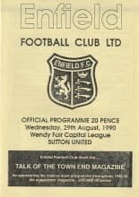 Enfield Reserves v Sutton United Reserves 29-Aug-1990