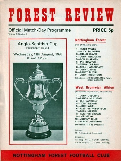 Nottingham Forest v West Bromwich Albion 11-Aug-1976