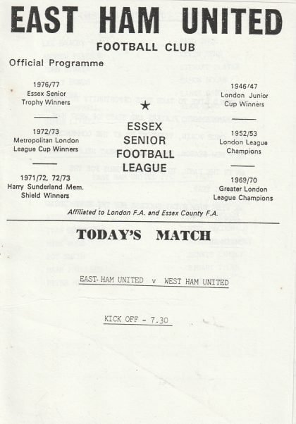 East Ham United v West Ham United  10-Aug-1985