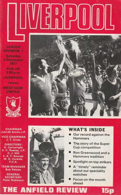 Liverpool v West Ham United 03-Dec-1977