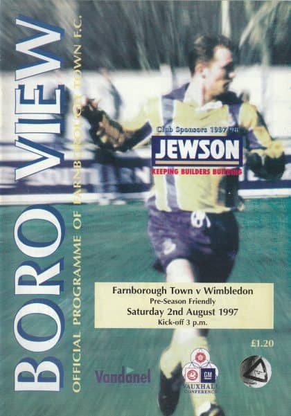 Farnborough Town v Wimbledon  02-Aug-1997