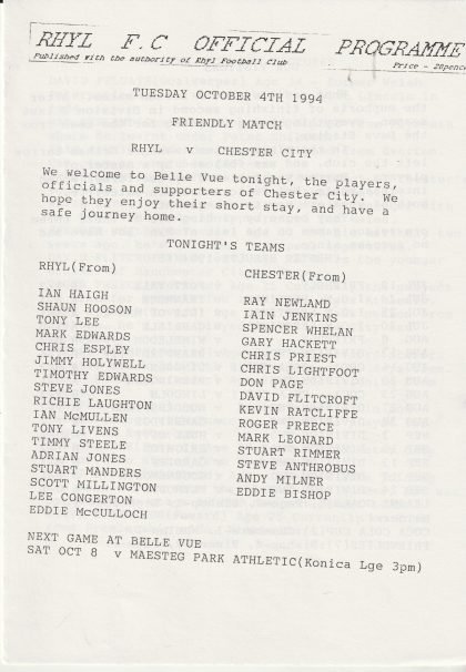 Rhyl v Chester City 04-Oct-1994