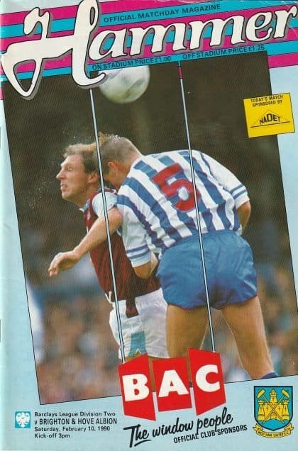West Ham United v Brighton & Hove Albion  10-Feb-1990
