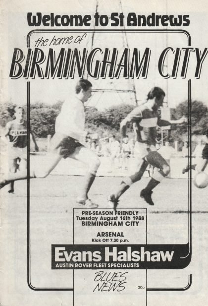 Birmingham City v Arsenal 16-Aug-1988