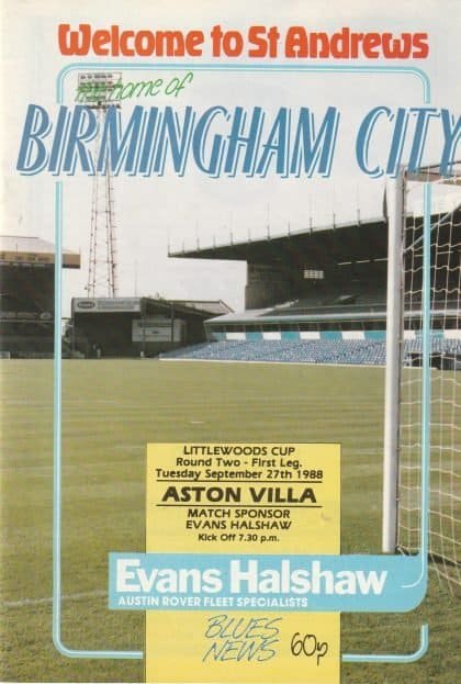 Birmingham City v Aston Villa 27-Sep-1988