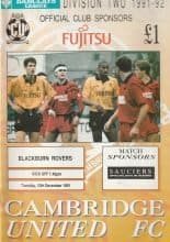 Cambridge United v Blackburn Rovers 10-Dec-1991