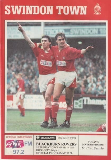 Swindon Town v Blackburn Rovers 01-Dec-1990
