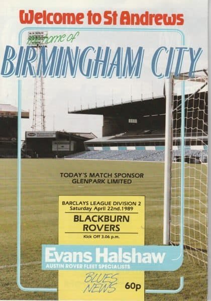 Birmingham City v Blackburn Rovers  22-Apr-1989