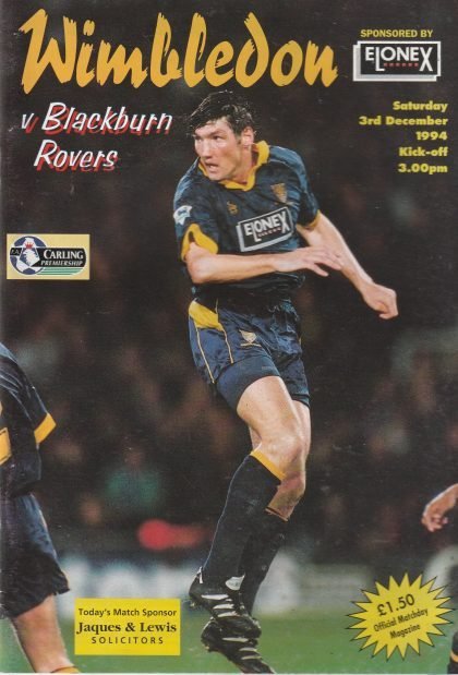Wimbledon v Blackburn Rovers  03-Dec-1994