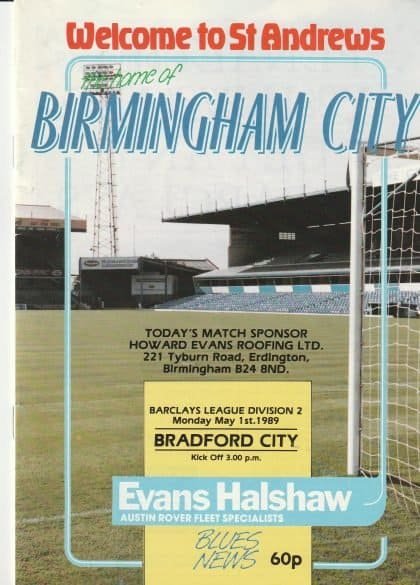 Birmingham City v Bradford City  01-May-1989