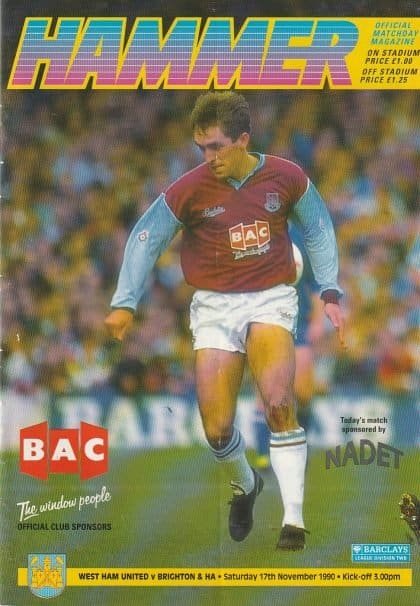 West Ham United v Brighton & Hove Albion  17-Nov-1990