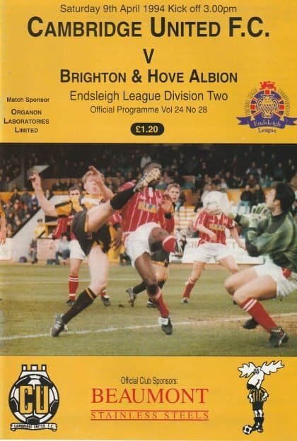 Cambridge United v Brighton & Hove Albion 09-Apr-1994