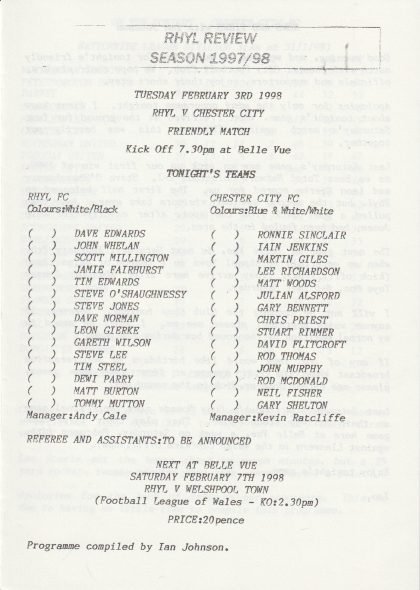 Rhyl v Chester City 03-Feb-1998