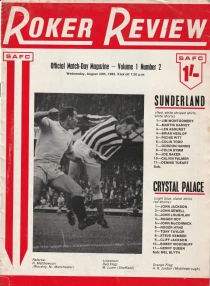 Sunderland v Crystal Palace 20-Aug-1969